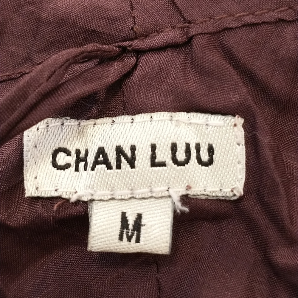 100% Silk Skirt Rag Ruffles Tiered Effect Chan Luu Long Maxi Brown Burgundy SeeM - Picture 8 of 12